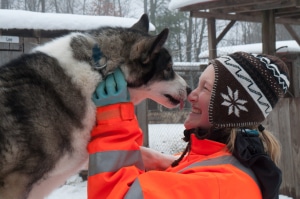 Julie with husky dog