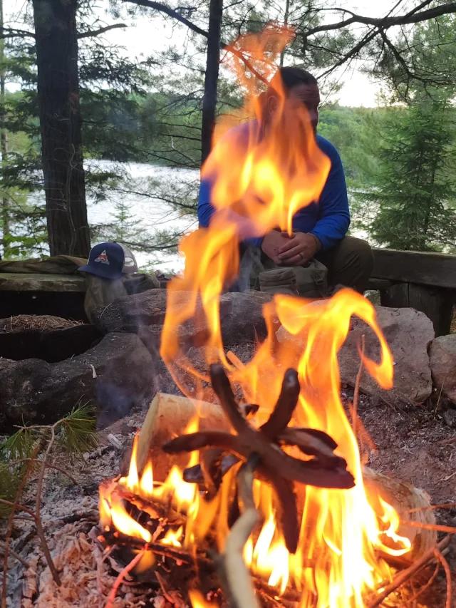 Camping vibes @haliburton_forest 

What is your favourite treat to roast over the fire?

#doesntgetmuchbetterthanthis #campinginontario #camping #backcountrycamping #backcountry #Haliburtonforest #canoecampsite #canoecamping #campfire #spiderdog #campfiretreats #lakefrontcamping